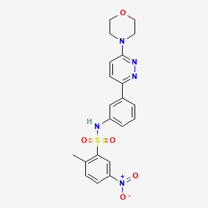 molecular formula C21H21N5O5S B2781388 2-methyl-N-(3-(6-morpholinopyridazin-3-yl)phenyl)-5-nitrobenzenesulfonamide CAS No. 898446-29-2