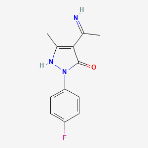 molecular formula C12H12FN3O B2781397 (4Z)-4-(1-Aminoethylidene)-2-(4-fluorophenyl)-5-methyl-2,4-dihydro-3H-pyrazol-3-one CAS No. 2279136-04-6
