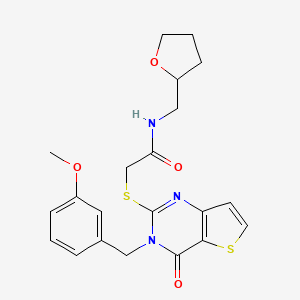 2-{[3-(3-methoxybenzyl)-4-oxo-3,4-dihydrothieno[3,2-d]pyrimidin-2-yl]sulfanyl}-N-(tetrahydrofuran-2-ylmethyl)acetamide