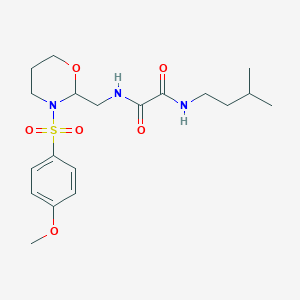 molecular formula C19H29N3O6S B2781408 N'-{[3-(4-methoxybenzenesulfonyl)-1,3-oxazinan-2-yl]methyl}-N-(3-methylbutyl)ethanediamide CAS No. 872862-88-9