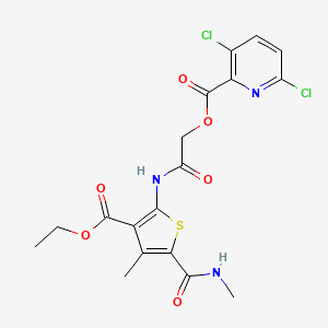 molecular formula C18H17Cl2N3O6S B2781417 {[3-(Ethoxycarbonyl)-4-methyl-5-(methylcarbamoyl)thiophen-2-yl]carbamoyl}methyl 3,6-dichloropyridine-2-carboxylate CAS No. 878074-77-2