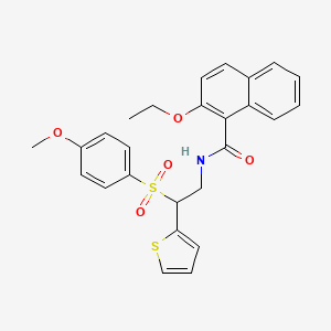 molecular formula C26H25NO5S2 B2781428 2-ethoxy-N-(2-((4-methoxyphenyl)sulfonyl)-2-(thiophen-2-yl)ethyl)-1-naphthamide CAS No. 941900-49-8