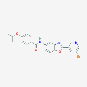 molecular formula C22H18BrN3O3 B278143 N-[2-(5-bromo-3-pyridinyl)-1,3-benzoxazol-5-yl]-4-isopropoxybenzamide 