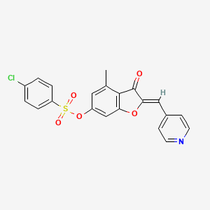 molecular formula C21H14ClNO5S B2781441 (Z)-4-methyl-3-oxo-2-(pyridin-4-ylmethylene)-2,3-dihydrobenzofuran-6-yl 4-chlorobenzenesulfonate CAS No. 903191-19-5