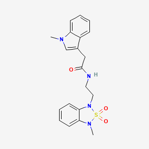 molecular formula C20H22N4O3S B2781455 2-(1-methyl-1H-indol-3-yl)-N-(2-(3-methyl-2,2-dioxidobenzo[c][1,2,5]thiadiazol-1(3H)-yl)ethyl)acetamide CAS No. 2034237-33-5