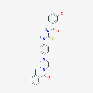 molecular formula C27H28N4O3S B278147 N-(3-methoxybenzoyl)-N'-{4-[4-(2-methylbenzoyl)-1-piperazinyl]phenyl}thiourea 
