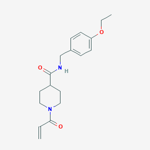molecular formula C18H24N2O3 B2781470 N-[(4-Ethoxyphenyl)methyl]-1-prop-2-enoylpiperidine-4-carboxamide CAS No. 2361878-39-7