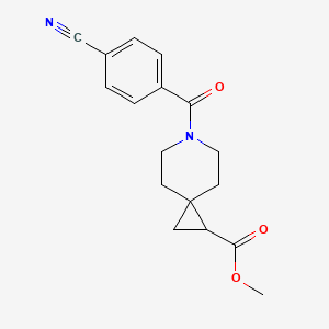 molecular formula C17H18N2O3 B2781481 Methyl 6-(4-cyanobenzoyl)-6-azaspiro[2.5]octane-1-carboxylate CAS No. 2034606-71-6