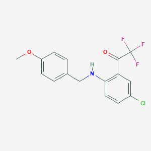 molecular formula C16H13ClF3NO2 B027815 4-氯-N-(4-甲氧基苄基)-2-(三氟乙酰基)苯胺 CAS No. 173676-54-5