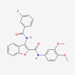 molecular formula C24H19FN2O5 B2781509 N-(3,4-dimethoxyphenyl)-3-(3-fluorobenzamido)benzofuran-2-carboxamide CAS No. 888450-09-7