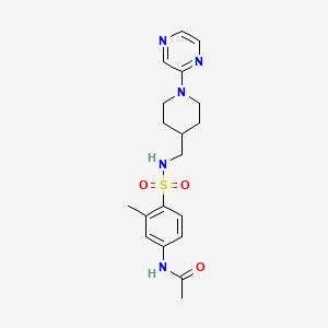 molecular formula C19H25N5O3S B2781513 N-(3-methyl-4-(N-((1-(pyrazin-2-yl)piperidin-4-yl)methyl)sulfamoyl)phenyl)acetamide CAS No. 1448045-05-3
