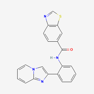 molecular formula C21H14N4OS B2781521 N-(2-(imidazo[1,2-a]pyridin-2-yl)phenyl)benzo[d]thiazole-6-carboxamide CAS No. 2034616-68-5