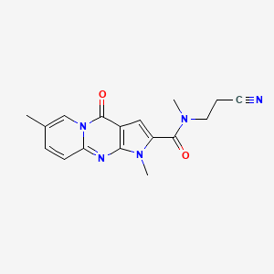 molecular formula C17H17N5O2 B2781545 N-(2-cyanoethyl)-N,1,7-trimethyl-4-oxo-1,4-dihydropyrido[1,2-a]pyrrolo[2,3-d]pyrimidine-2-carboxamide CAS No. 946359-04-2