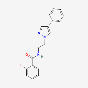 molecular formula C18H16FN3O B2781546 2-fluoro-N-(2-(4-phenyl-1H-pyrazol-1-yl)ethyl)benzamide CAS No. 2034511-93-6