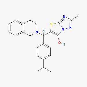 molecular formula C24H26N4OS B2781550 5-((3,4-dihydroisoquinolin-2(1H)-yl)(4-isopropylphenyl)methyl)-2-methylthiazolo[3,2-b][1,2,4]triazol-6-ol CAS No. 851810-20-3
