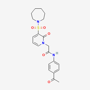 molecular formula C21H25N3O5S B2781554 N-(4-acetylphenyl)-2-[3-(azepane-1-sulfonyl)-2-oxo-1,2-dihydropyridin-1-yl]acetamide CAS No. 1251687-04-3