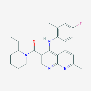 molecular formula C24H27FN4O B2781564 3-(2-ethylpiperidine-1-carbonyl)-N-(4-fluoro-2-methylphenyl)-7-methyl-1,8-naphthyridin-4-amine CAS No. 1251628-06-4