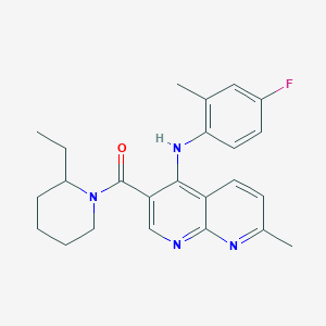 (2-Ethylpiperidin-1-yl)(4-((4-fluoro-2-methylphenyl)amino)-7-methyl-1,8-naphthyridin-3-yl)methanone