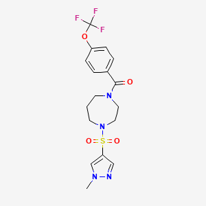 molecular formula C17H19F3N4O4S B2781567 1-[(1-methyl-1H-pyrazol-4-yl)sulfonyl]-4-[4-(trifluoromethoxy)benzoyl]-1,4-diazepane CAS No. 2034402-11-2