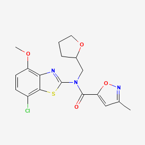 N-(7-chloro-4-methoxybenzo[d]thiazol-2-yl)-3-methyl-N-((tetrahydrofuran-2-yl)methyl)isoxazole-5-carboxamide