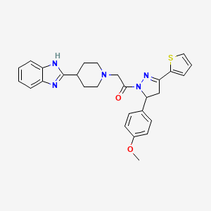 2-(4-(1H-benzo[d]imidazol-2-yl)piperidin-1-yl)-1-(5-(4-methoxyphenyl)-3-(thiophen-2-yl)-4,5-dihydro-1H-pyrazol-1-yl)ethanone