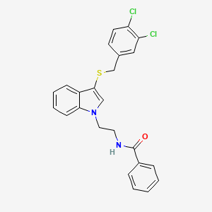 molecular formula C24H20Cl2N2OS B2781602 N-[2-(3-{[(3,4-dichlorophenyl)methyl]sulfanyl}-1H-indol-1-yl)ethyl]benzamide CAS No. 532969-92-9
