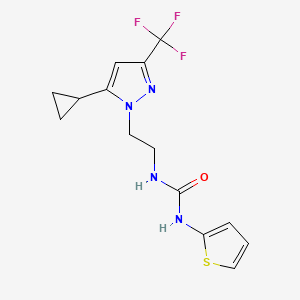 1-(2-(5-cyclopropyl-3-(trifluoromethyl)-1H-pyrazol-1-yl)ethyl)-3-(thiophen-2-yl)urea