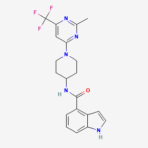 molecular formula C20H20F3N5O B2781629 N-{1-[2-methyl-6-(trifluoromethyl)pyrimidin-4-yl]piperidin-4-yl}-1H-indole-4-carboxamide CAS No. 1775332-53-0
