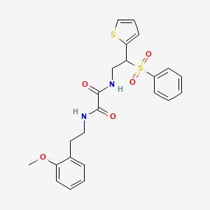 molecular formula C23H24N2O5S2 B2781633 N1-(2-methoxyphenethyl)-N2-(2-(phenylsulfonyl)-2-(thiophen-2-yl)ethyl)oxalamide CAS No. 896333-58-7