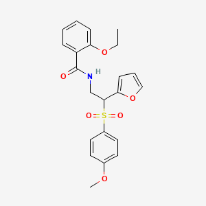 molecular formula C22H23NO6S B2781638 2-ethoxy-N-{2-(2-furyl)-2-[(4-methoxyphenyl)sulfonyl]ethyl}benzamide CAS No. 946349-05-9