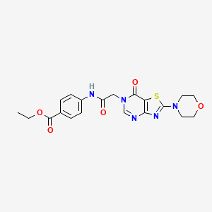 molecular formula C20H21N5O5S B2781644 ethyl 4-{2-[2-(morpholin-4-yl)-7-oxo-6H,7H-[1,3]thiazolo[4,5-d]pyrimidin-6-yl]acetamido}benzoate CAS No. 1223836-94-9