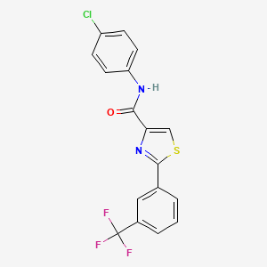molecular formula C17H10ClF3N2OS B2781646 N-(4-chlorophenyl)-2-[3-(trifluoromethyl)phenyl]-1,3-thiazole-4-carboxamide CAS No. 303998-66-5