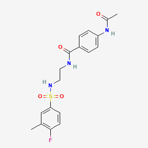 4-acetamido-N-(2-(4-fluoro-3-methylphenylsulfonamido)ethyl)benzamide