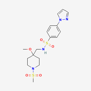 N-[(1-methanesulfonyl-4-methoxypiperidin-4-yl)methyl]-4-(1H-pyrazol-1-yl)benzene-1-sulfonamide