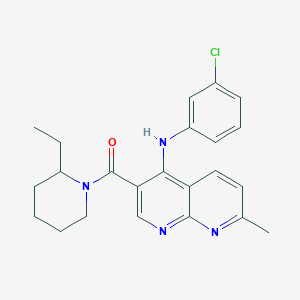 molecular formula C23H25ClN4O B2781661 N-(3-chlorophenyl)-3-(2-ethylpiperidine-1-carbonyl)-7-methyl-1,8-naphthyridin-4-amine CAS No. 1251702-88-1