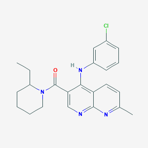 (4-((3-Chlorophenyl)amino)-7-methyl-1,8-naphthyridin-3-yl)(2-ethylpiperidin-1-yl)methanone