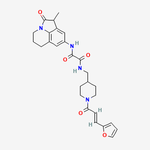 N'-({1-[(2E)-3-(furan-2-yl)prop-2-enoyl]piperidin-4-yl}methyl)-N-{3-methyl-2-oxo-1-azatricyclo[6.3.1.0^{4,12}]dodeca-4,6,8(12)-trien-6-yl}ethanediamide