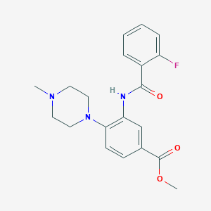 molecular formula C20H22FN3O3 B278168 Methyl 3-[(2-fluorobenzoyl)amino]-4-(4-methylpiperazin-1-yl)benzoate 