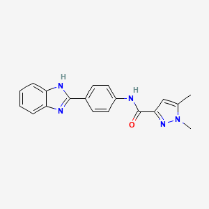 molecular formula C19H17N5O B2781683 N-(4-(1H-benzo[d]imidazol-2-yl)phenyl)-1,5-dimethyl-1H-pyrazole-3-carboxamide CAS No. 1014027-98-5