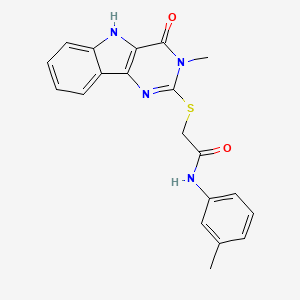 2-[(3-methyl-4-oxo-5H-pyrimido[5,4-b]indol-2-yl)sulfanyl]-N-(3-methylphenyl)acetamide