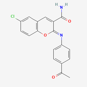 molecular formula C18H13ClN2O3 B2781693 (2Z)-2-[(4-acetylphenyl)imino]-6-chloro-2H-chromene-3-carboxamide CAS No. 1404307-03-4
