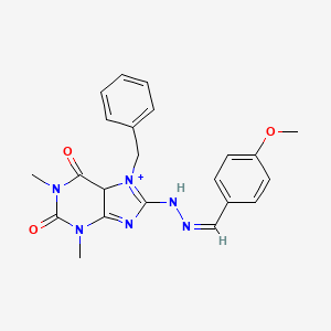 molecular formula C22H22N6O3 B2781696 7-benzyl-8-[(2Z)-2-[(4-methoxyphenyl)methylidene]hydrazin-1-yl]-1,3-dimethyl-2,3,6,7-tetrahydro-1H-purine-2,6-dione CAS No. 374616-00-9