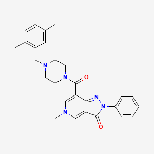 molecular formula C28H31N5O2 B2781697 7-(4-(2,5-dimethylbenzyl)piperazine-1-carbonyl)-5-ethyl-2-phenyl-2H-pyrazolo[4,3-c]pyridin-3(5H)-one CAS No. 1040649-46-4