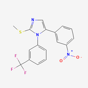 molecular formula C17H12F3N3O2S B2781705 2-(methylthio)-5-(3-nitrophenyl)-1-(3-(trifluoromethyl)phenyl)-1H-imidazole CAS No. 1226453-20-8
