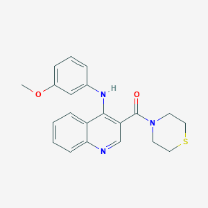 molecular formula C21H21N3O2S B2781708 N-(3-METHOXYPHENYL)-3-(THIOMORPHOLINE-4-CARBONYL)QUINOLIN-4-AMINE CAS No. 1358236-28-8
