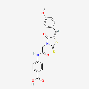 molecular formula C20H16N2O5S2 B2781714 (E)-4-(2-(5-(4-methoxybenzylidene)-4-oxo-2-thioxothiazolidin-3-yl)acetamido)benzoic acid CAS No. 303026-03-1