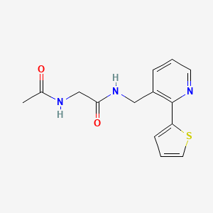 2-acetamido-N-((2-(thiophen-2-yl)pyridin-3-yl)methyl)acetamide
