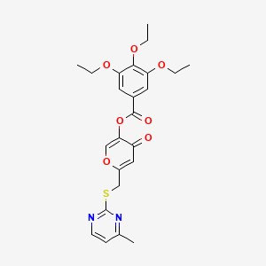 molecular formula C24H26N2O7S B2781717 6-(((4-methylpyrimidin-2-yl)thio)methyl)-4-oxo-4H-pyran-3-yl 3,4,5-triethoxybenzoate CAS No. 877636-08-3