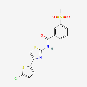 molecular formula C15H11ClN2O3S3 B2781722 N-(4-(5-chlorothiophen-2-yl)thiazol-2-yl)-3-(methylsulfonyl)benzamide CAS No. 896285-75-9