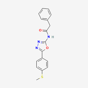 molecular formula C17H15N3O2S B2781730 N-[5-(4-methylsulfanylphenyl)-1,3,4-oxadiazol-2-yl]-2-phenylacetamide CAS No. 886919-54-6